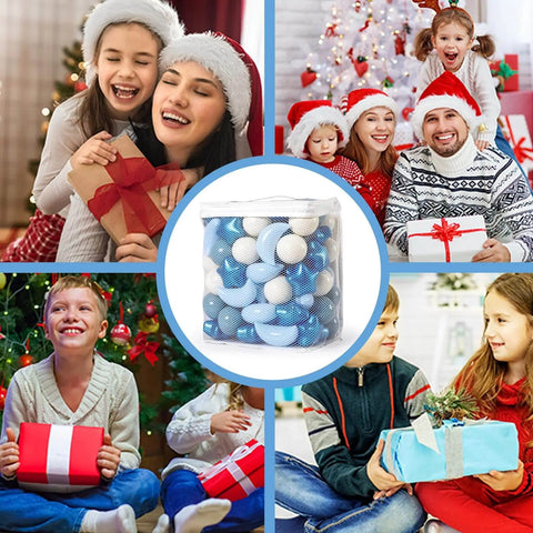 Ball Pit Balls Stars Moon Shapes Plastic Pitballs for Toddler Play Tent Baby Photo Props Kids Pool, Pearl Blue+Cream Blue+White