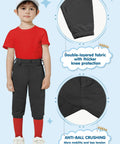 Knicker Baseball Pants for Toddlers to Youth Boys and Girls, shown on a child, front and close-up views, featuring belt loops and elastic hem.
