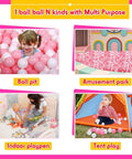 Children playing in ball pit, amusement park, indoor playpen, and tent play with 100 Ball Pit Balls for Kids, Plastic Balls for Ball Pit.