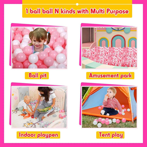 Children playing in ball pit, amusement park, indoor playpen, and tent play with 100 Ball Pit Balls for Kids, Plastic Balls for Ball Pit.