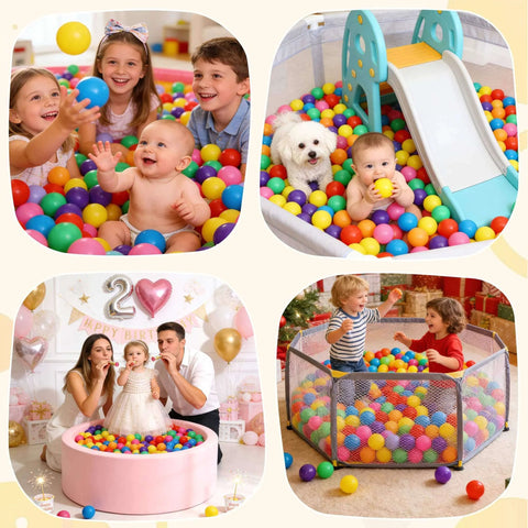 Children playing with Ball Pit Balls Phthalate Free BPA Free Crush Proof Plastic - 7 Bright Colors in family settings