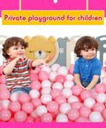Two toddlers playing in a ball pit filled with pink and white 100 Ball Pit Balls for Kids, Plastic Balls for Ball Pit, Play Balls for Toddlers Babies