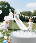 Children playing near ball pit with Ball Pit Balls Phthalate Free BPA Free Non-Toxic Crush Proof Play Balls for Toddlers Kids Pool Playhouse
