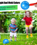 Children playing with 64 Pieces 6.3 Inch Knobby Balls for Kids Sensory Balls with Air Pump in a grassy area.