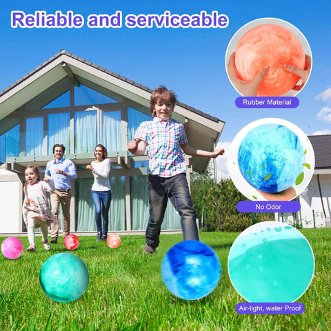 Family playing with 4PCS Playground Balls for Kids, 9 Inches Dodgeballs Bouncy Balls, Rubber Inflatable Kickball for outdoor games