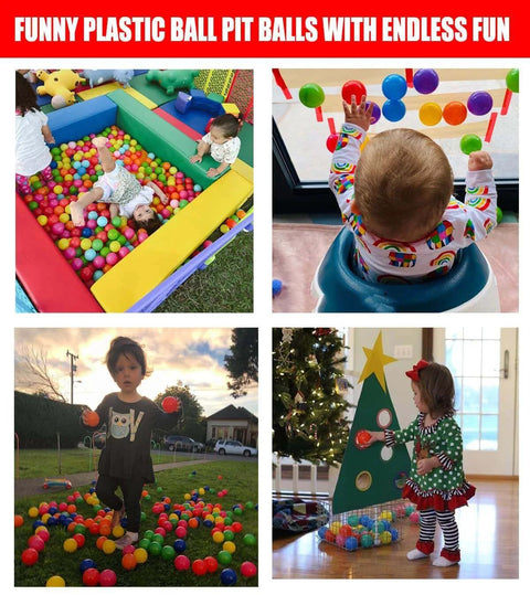 Kids playing with 50 Balls Soft Plastic Ball Pit Balls for Kids, Gift for Baby Toddler Birthday Christmas, Ball Pit Play Tent, Baby Kiddie Pool Water Toys, Party Decoration.