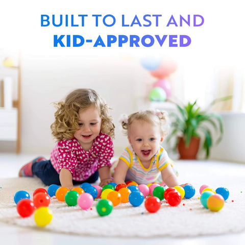 Soft Plastic Mini Ball Pit Balls 50 Count - w/ 8 Vibrant Colors - Crush Proof for Baby and Toddler play indoors and outdoors