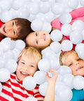 Children playing in a ball pit filled with Ball Pit Balls for Kids, Plastic Refill 2.2 Inch Balls, 100 Pack, Bright Colors, BPA Free