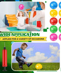 Children playing with 200 Pcs Knobby Balls 6.3 Inch Soft Bouncy Balls Bulk Inflatable Sensory Toys with Air Pump, 5 Color.