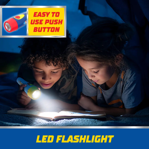 Two lightweight kid friendly LED flashlights featuring Paw Patrol characters with batteries included, easy to grip for little hands