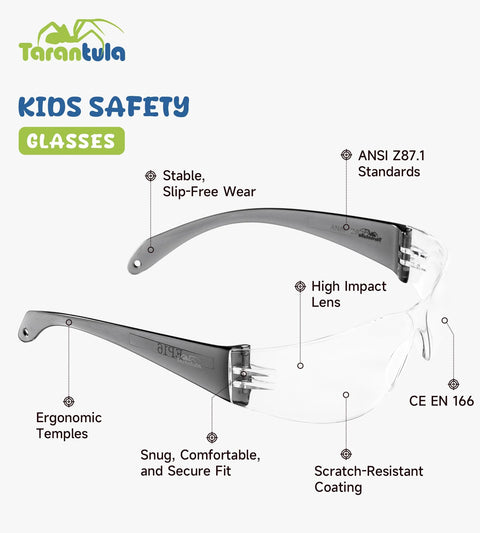 Kids Safety Glasses Pack Six EN166 Z87 Anti Fog UV Scratch Resistant Colorful with ergonomic temples, high impact lens.