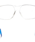 Front view of Kids Safety Glasses ANSI Z87.1 EN166 Certified Impact Resistant Clear Lenses with blue earpieces.