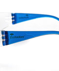 Side view of Kids Safety Glasses ANSI Z87.1 EN166 Certified Impact Resistant Clear Lenses with blue temples