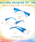 Kids Safety Glasses 24 Pack UV Protection Goggles ANSI Z87 Impact Resistant for ages 3-13 with dimension details