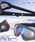 2 Pack Kids Ski And Snowboard Goggles showing adjustable strap and tinted lenses against snowy backdrop