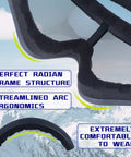Close-up of kids ski goggles showing soft TPU frame and ergonomic design, perfect for snow sports. 2 Pack Kids Ski And Snowboard Goggles For All Ages Boys And Girls Snow Sports.