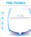 TR90 frames of Three Pack Kids Sunglasses UV400 For Ages 6 To 14 Black Blue White, highlighting flexibility and lightweight design.