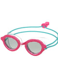 Pink and teal Sunny G Kids Swim Goggles with anti-fog lenses for ages 3 to 8, UV protection shown in front view with adjustable strap.