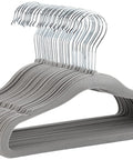Gray ultra slim velvet kids hangers with non slip grip and shoulder notches, perfect for compact nurseries and daycare closets, 30-pack