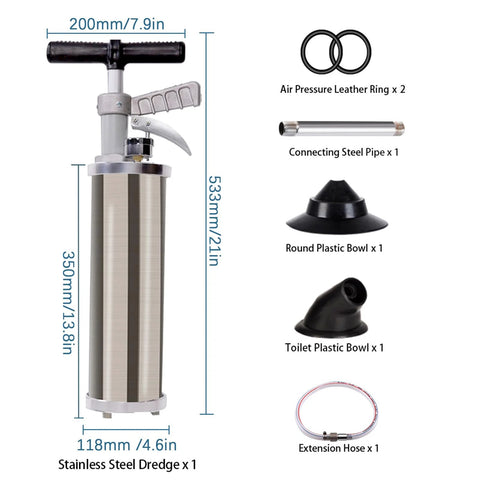 Portable High Pressure Kinetic Toilet Plunger Air Blaster Pump For Clogged Toilets Drains Bath Shower Kitchen with accessories