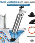 Portable High Pressure Kinetic Toilet Plunger Air Blaster Pump with attachments for clogged toilets and drains