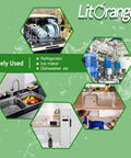 Collage showing dishwasher, industrial pipes, kitchen sink, and refrigerator labeled 'Widely Used: Refrigerator, Ice Maker, Dishwasher'.