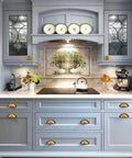 Kitchen with Antique Brass Zinc Alloy Cabinet Pulls 2.5 Inch Center Hole 64mm Heavy Duty Cupboard Handles, view on gray cabinets