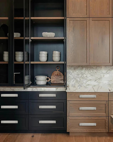 Kitchen cabinets with 5 Pack 6 Inch Hole Center Brushed Satin Nickel Cabinet Pulls With Backplate Heavy Duty Solid Drawer Handles.