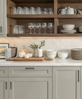 Stylish kitchen with 30 Pack Cabinet Pulls Slim Square Bar 3 Inch Hole Center Matte Black, smooth drawers and modern decor.