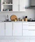 Modern kitchen with 20 Pack Solid Chrome Cabinet Drawer Pulls For Kitchen Cupboards With 13-1/2 Inch Total Length, Zinc Alloy Handles