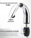 Universal Hose Weight Ball Replacement For Kitchen Pull Down Faucets installed, showing chrome faucet and gravity ball for smooth operation.
