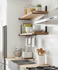 Kitchen with installed 12 inch Shelf Brackets 6-Pack, 1/5 inch Thick Heavy Duty Industrial Bracket for DIY Floating Shelf Support, Black Coated
