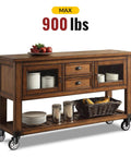 Wooden kitchen island with 4 Inch Caster Wheels No Brake Stem Casters Set of 4 Heavy Duty Swivel Castors supporting up to 900 lbs