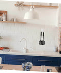 Modern kitchen with 4pcs Rotating Kitchen Utensil Holder Hangers Space Saving for Slotted Spoon under cabinet storage.