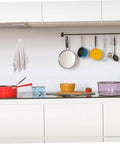 4pcs Rotating Kitchen Utensil Holder Hangers Space Saving for Slotted Spoon Under Cabinet Spice Rack installed in a kitchen