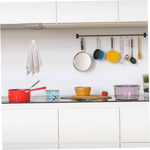 4pcs Rotating Kitchen Utensil Holder Hangers Space Saving for Slotted Spoon Under Cabinet Spice Rack installed in a kitchen