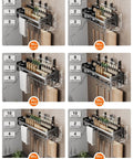 Comparison of different sizes of utensil hanger, wall mounted kitchen rail with hooks, waterproof hooks for kitchen utensils.