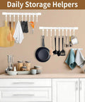 Kitchen Utensil Hanging Rrack - Hooks for Kitchen Utensils, No Drilling Wall Mounted Utensil Holder, showing two racks with utensils.
