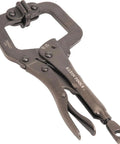 Workhorse Locking Pliers Set With Swivel Jaws 6 Inch And 11 Inch C Clamp Style Grips Heavy Duty Quick Thumb Knob Adjustment And Easy Lever Release For Home Shop Woodworking Two Piece Klein Tools front view