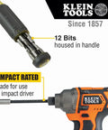 All-In-One Magnetic 14-In-1 Screwdriver Set With 13 Bits And One Quarter Inch Nut Driver, adjustable blade shown with impact driver