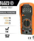 Klein Tools digital multimeter in Electrical Test Kit with listed features and voltage ratings