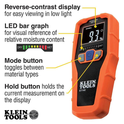 Pinless Moisture Meter for Non-Destructive Moisture Detection in Drywall, Wood, and Masonry; Detects up to 3/4-Inch Below Surface
