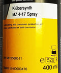 Premium Synthetic Spray Lubricant For Tools And Sporting Weapons From Kluber Lubrication KLUBERSYNTH MZ 4 17 400 Ml Spray Can