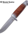 Knife with G10 Spacer Sample showing handle and blade on white background.