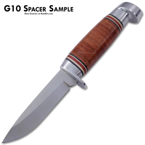 Knife with G10 Spacer Sample showing handle and blade on white background.