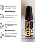 Bottle of knife pivot lube 75W for smooth and clean blade pivots, prevents dirt, grit, and lint accumulation, in a precision oiler bottle.