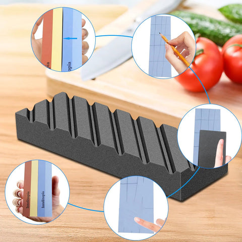 Complete Knife Sharpening Stone Set With Dual Grit Whetstones Grit 400 1000 And 3000 8000 with sharpening guide and bamboo base