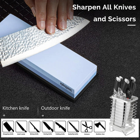 Complete Knife Sharpening Stone Set With Dual Grit Whetstones Grit 400 1000 And 3000 8000 demonstration sharpening knife