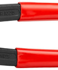 Knipex Tools Eight Point Seven Five Inch Ear Clamp Pliers 1 Ear 2 Ear Clamp Tool 1098i220 for Oetiker Clamps with red handles.