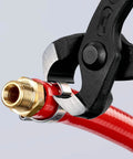 Knipex Tools Eight Point Seven Five Inch Ear Clamp Pliers 1 Ear 2 Ear Clamp Tool 1098i220 for Oetiker Clamps in use on red hose